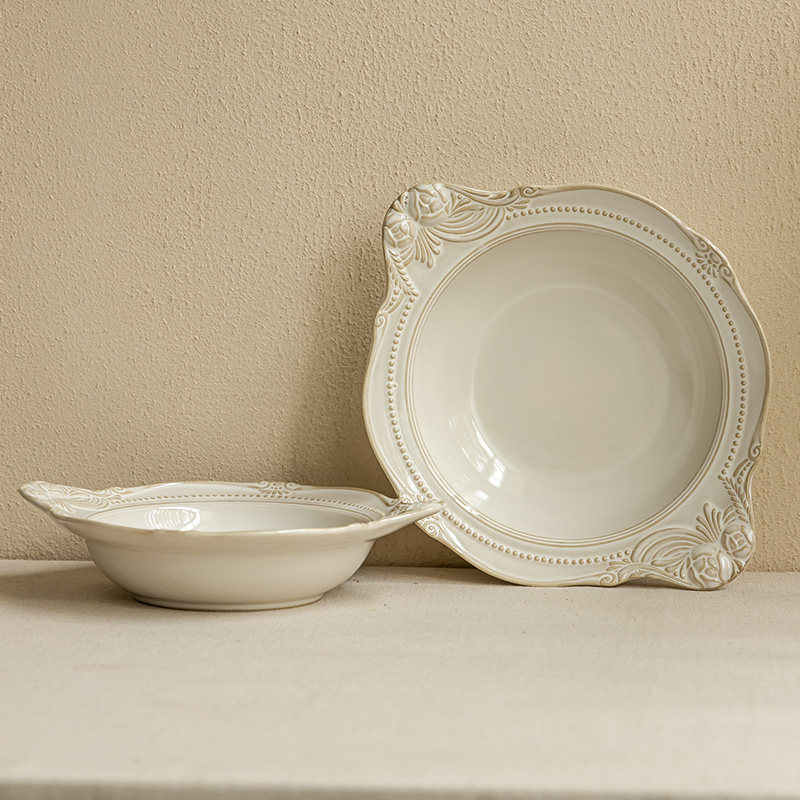 YE HOME 不规则异形米饭碗汤碗陶瓷餐具家用宫廷风点心盘菜盘餐具,餐饮具,碗,淘宝优惠券,粉丝福利购,淘宝优惠卷