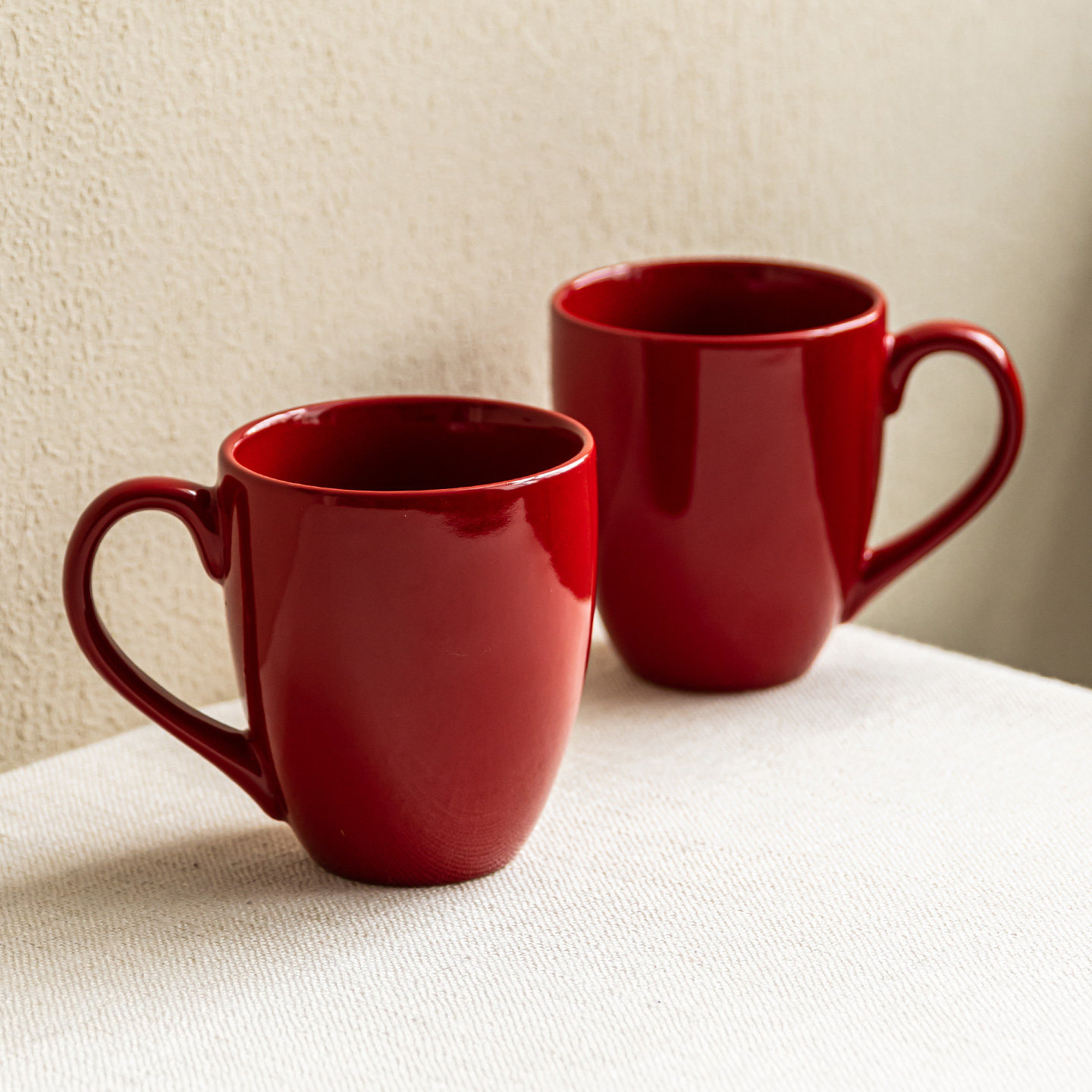 YE HOME 红色陶瓷杯马克杯大容量杯子家居喝水杯咖啡杯牛奶杯茶杯