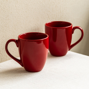 YE HOME 红色陶瓷杯马克杯大容量杯子家居喝水杯咖啡杯牛奶杯茶杯
