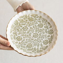 YE HOME 高颜值陶瓷浅盘甜品盘菜盘圆形餐盘早餐盘家用餐具沙拉盘