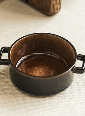 YE HOME 双耳碗陶瓷碗新款家用沙拉碗饭碗酸奶燕麦碗甜品碗小蒸碗