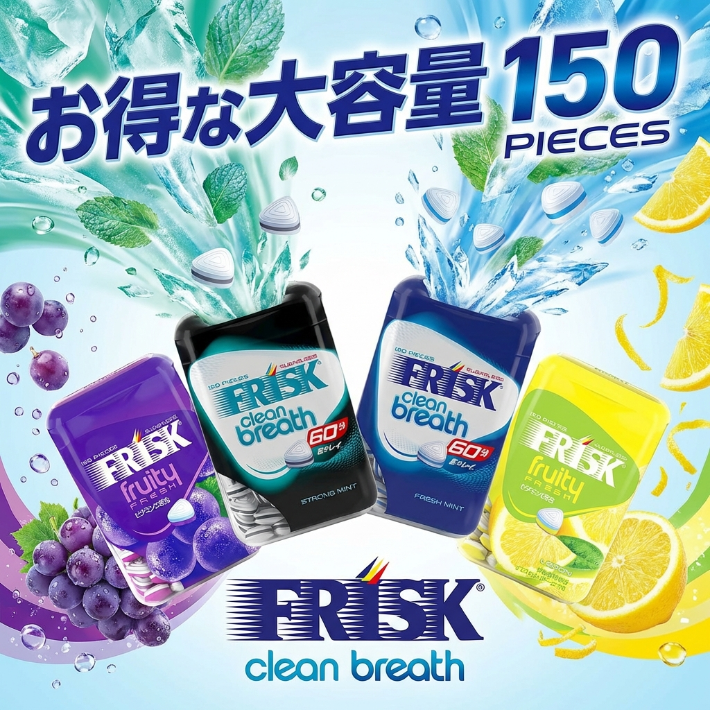 日本进口星本丁Frisk口气糖薄荷糖多果味小铁盒大盒装清新持久