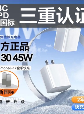 【iPhone首选】20W30W45W适用苹果17充电器头iPhone16promax快充15pd氮化镓ipad13手机14数据线TypeC插头40W