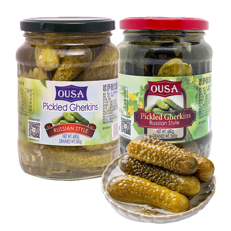 欧萨俄式酸黄瓜680g原装进口正宗腌青瓜罐头俄罗斯酱瓜汉堡配菜