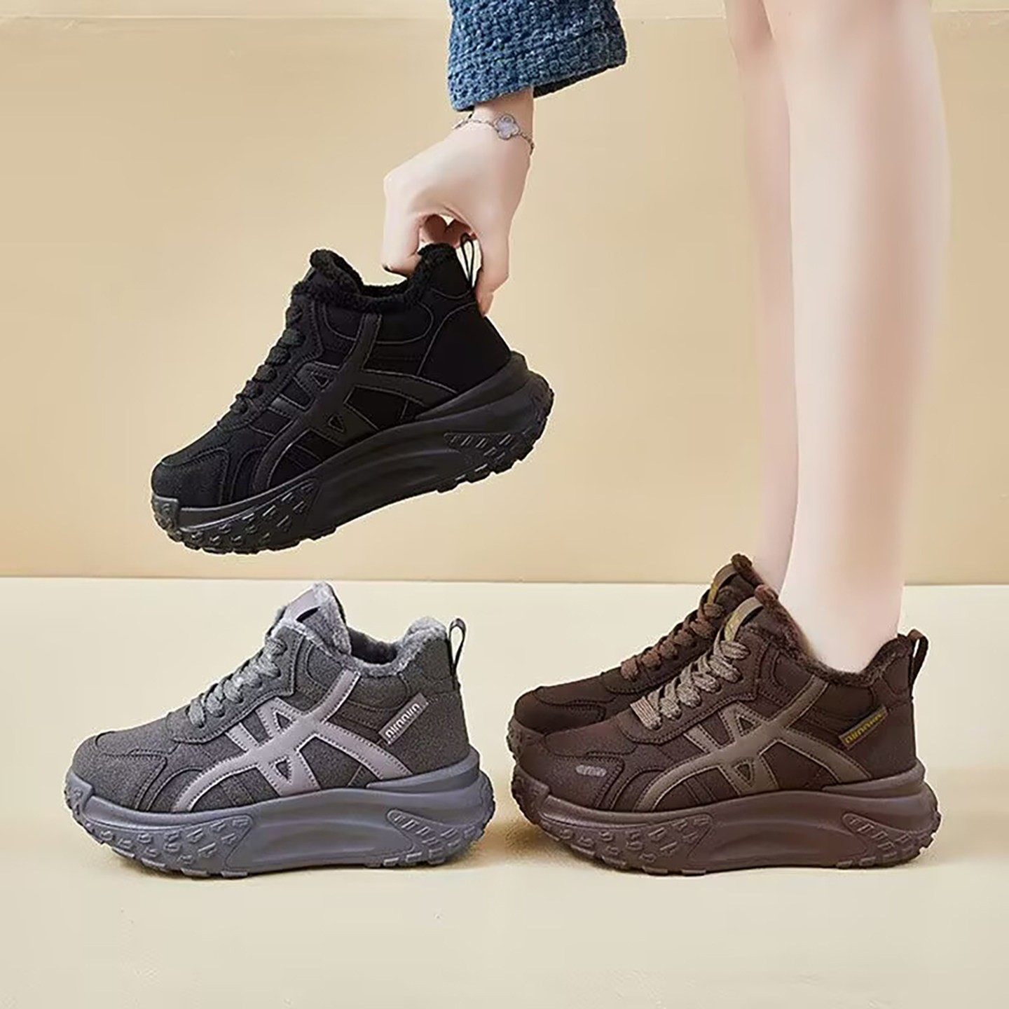 点击率甄选女鞋加绒保暖棉鞋冬季女士厚底老爹鞋防滑高帮休闲鞋子,女鞋,老爹鞋,淘宝优惠券,粉丝福利购,淘宝优惠卷