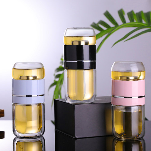 索瑞斯高硼硅双层茶水分离玻璃杯