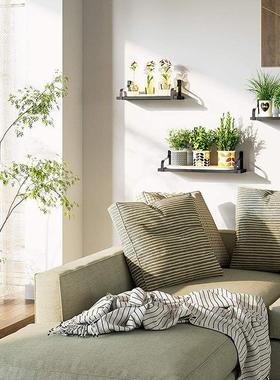 厨房壁挂浮动式木制收纳架加工悬浮木质浮动式置物架一字隔板货架