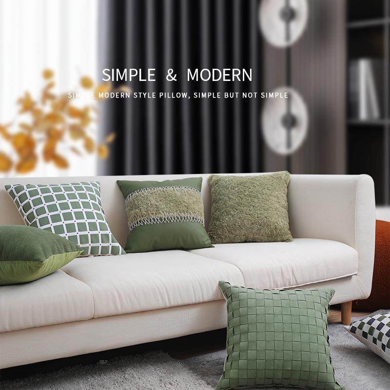 现代简约手工编织沙发抱枕绿色客厅飘窗靠垫酒店民宿床上靠枕,居家布艺,抱枕被,淘宝优惠券,粉丝福利购,淘宝优惠卷