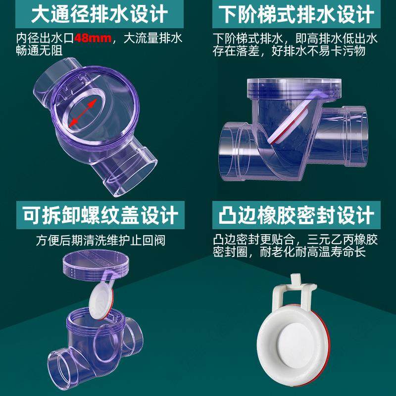 厨房下水道止回阀多排水三通下水管道止逆阀卫生间防止水反水阀50,家装主材,花洒/龙头阀芯,淘宝优惠券,粉丝福利购,淘宝优惠卷