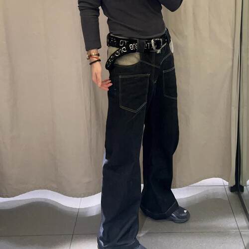 GG美式高街vibe反穿设计牛仔裤