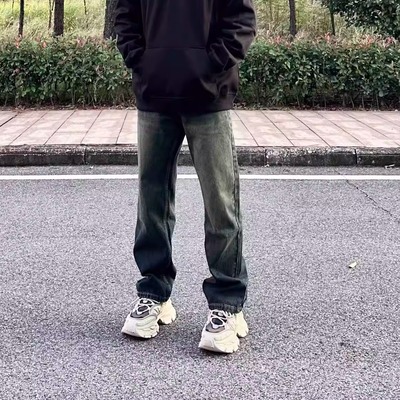美式高街复古宽松直筒牛仔裤
