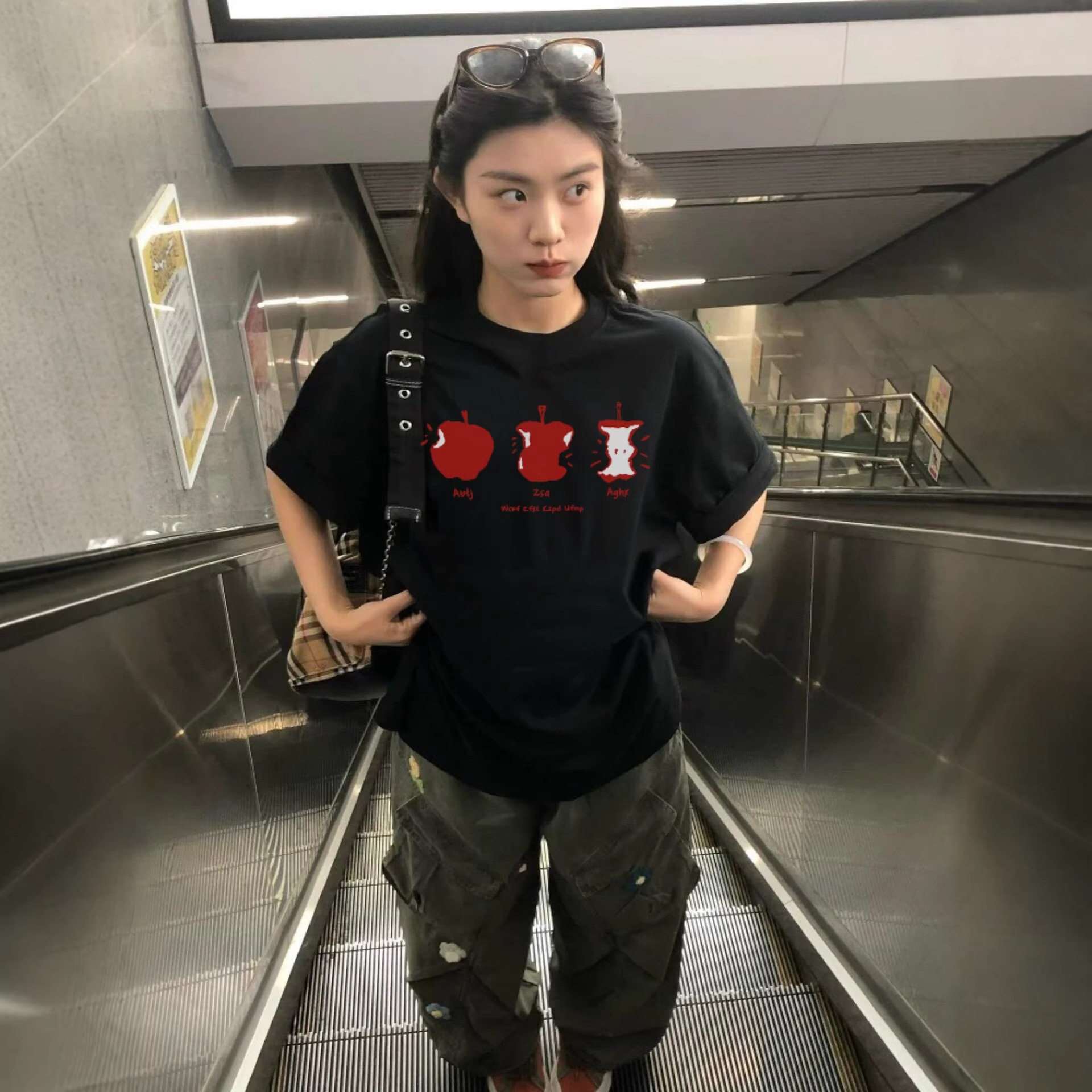 黑色纯棉短袖t恤女2026新款爆款夏季正肩设计感美式宽松半袖上衣