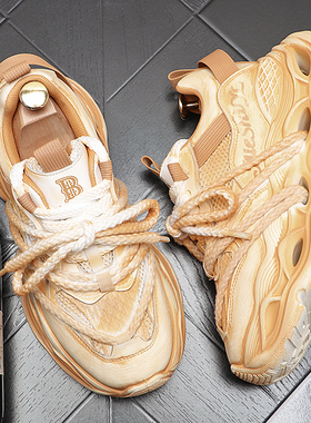 男鞋子厚底老爹鞋新款男士增高时尚休闲鞋复古百搭透气网面运动鞋