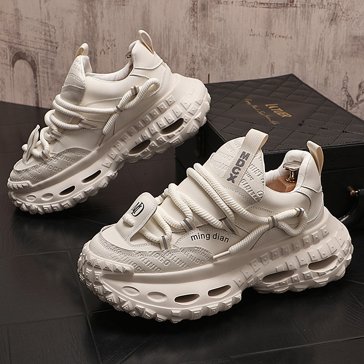 轮胎底男士老爹鞋秋冬新款厚底运动鞋潮男百搭轻便内增高休闲鞋男