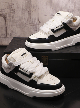 面包鞋男新款透气圆头板鞋百搭韩版小白鞋时尚运动休闲鞋舒适男鞋