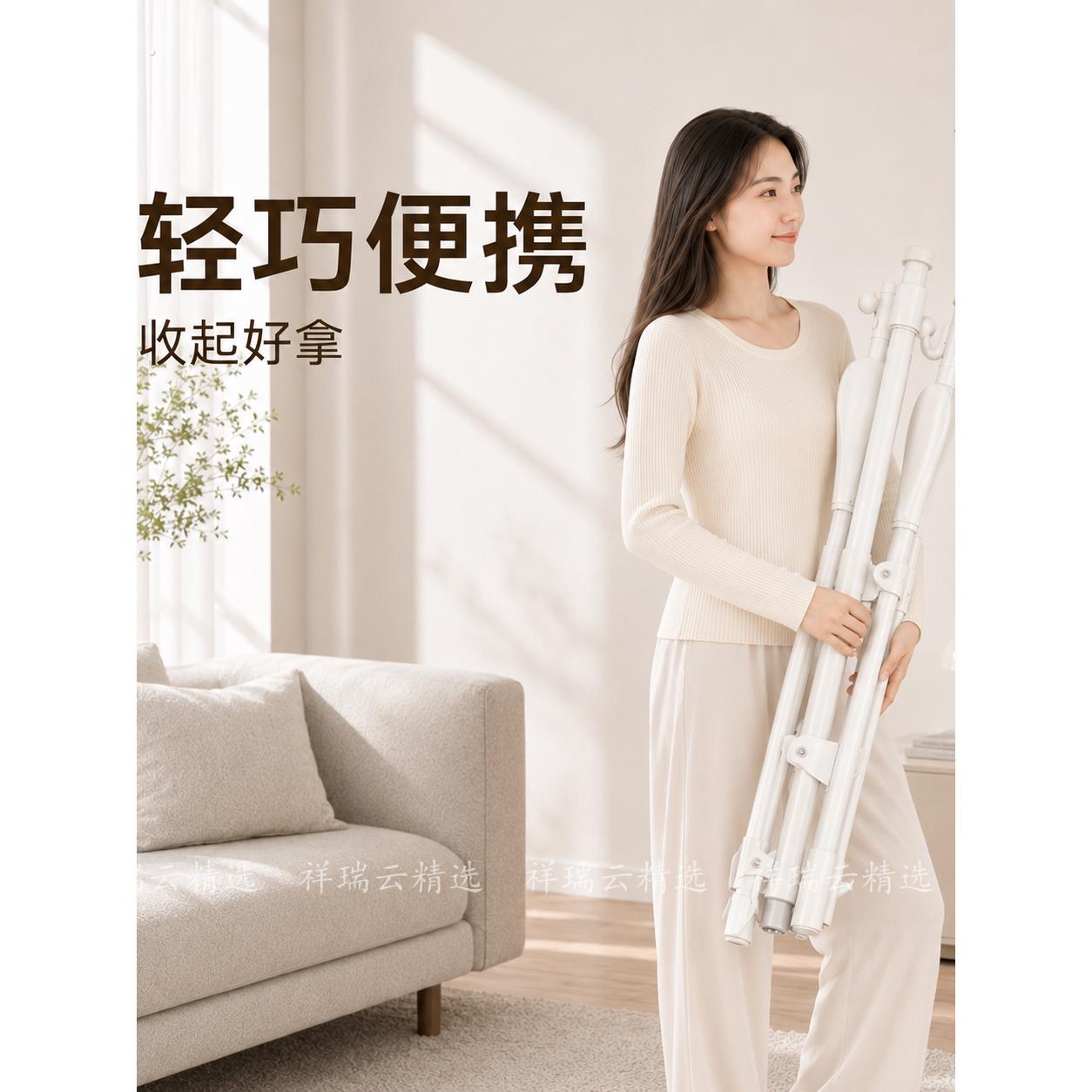 晾衣架落地家用卧室挂衣服折叠简易室内宿舍移动架子晾衣服杆子架