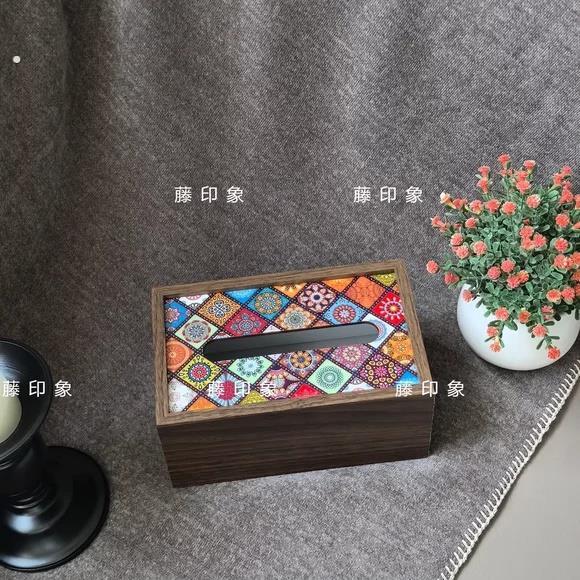波西米亚新中式卫生纸盒客厅饭店酒店卧室边几茶几高档餐巾纸收纳