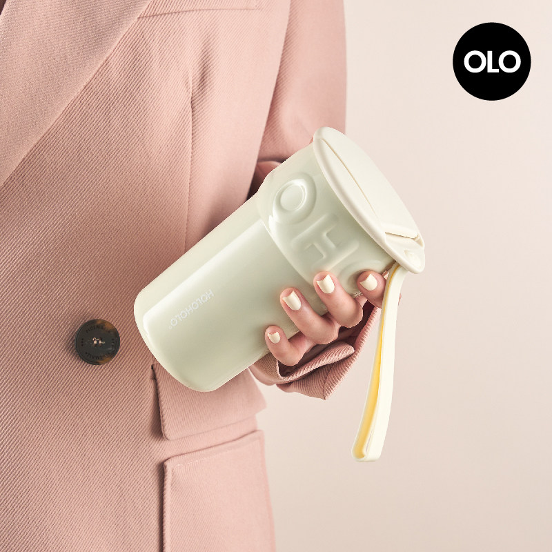 holoholo咖啡杯随行大容量陶瓷内胆保温杯女便携高颜值办公室水杯