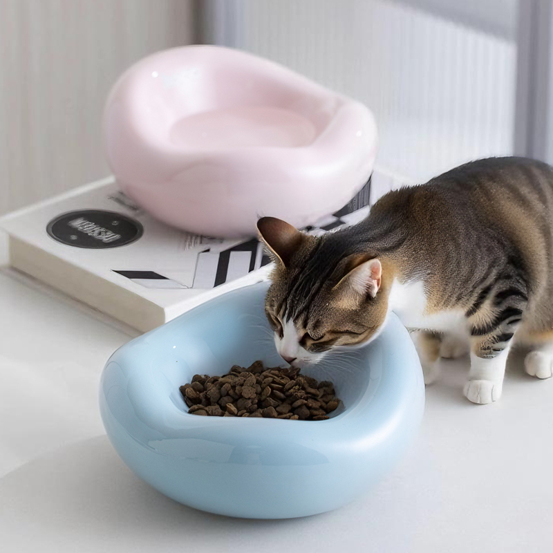 hocc猫碗陶瓷宠物碗可爱粮碗罐头餐盘狗碗防打翻护颈狗狗吃饭水碗