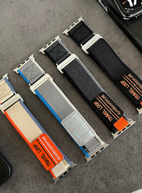 适用applewatchultra野径回尼龙表带苹果手表S10iwatch运动表带男