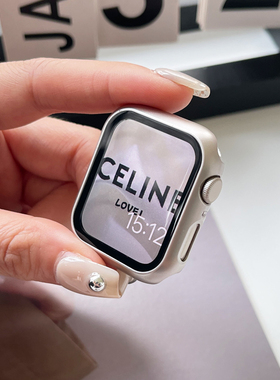 适用applewatch9保护壳45mm苹果手表壳iwatch678壳膜一体se保护套