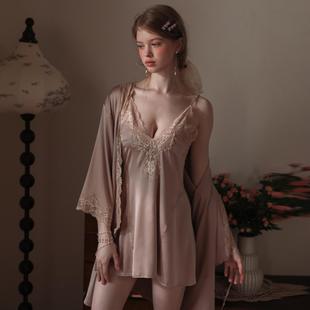 YINELCHUNL睡衣性感真丝吊带睡裙女夏蕾丝带胸垫高级感丝绸家居服
