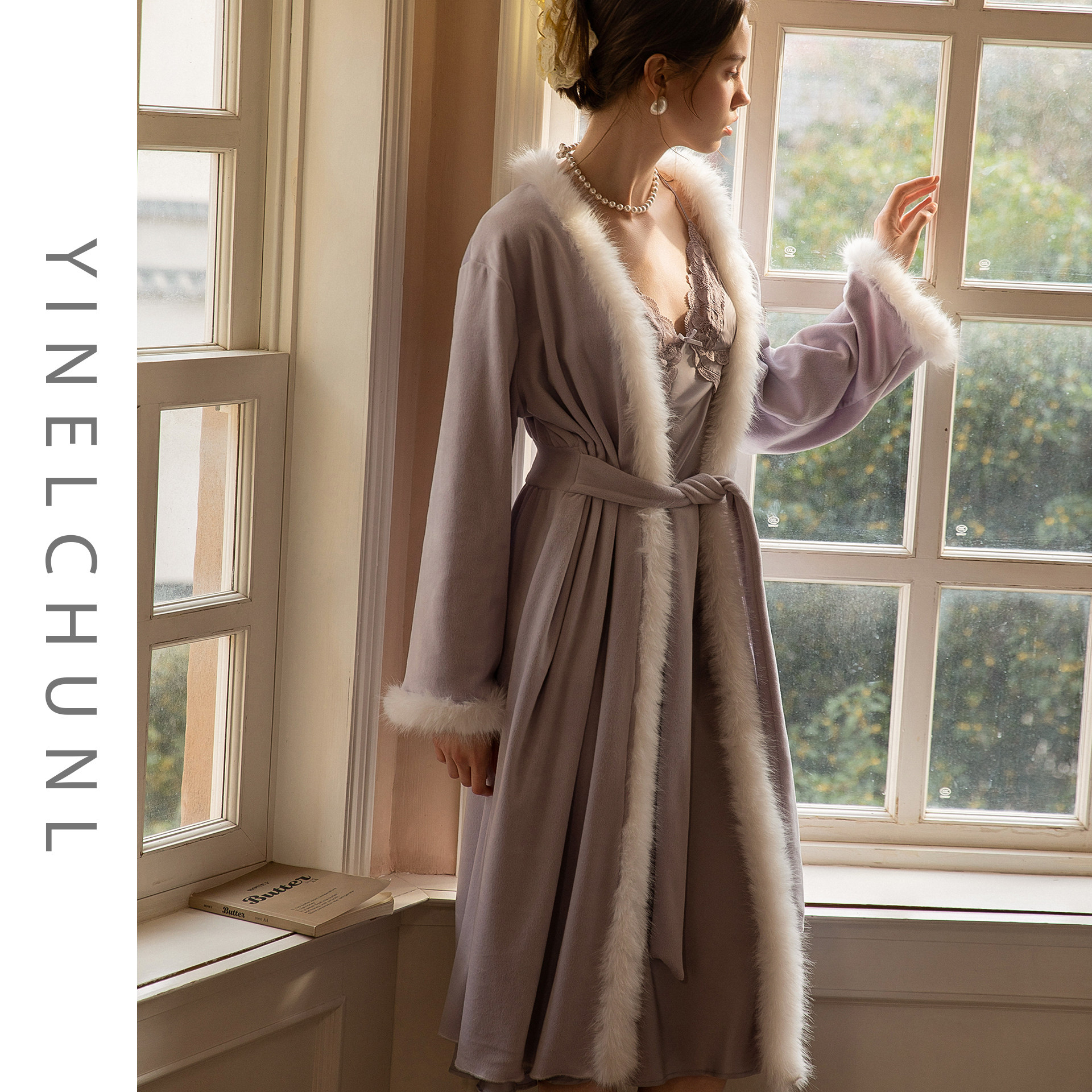 YINELCHUNL法式珊瑚绒睡衣女冬季加厚保暖长款开衫睡袍晨袍家居服,女士内衣/男士内衣/家居服,睡衣/家居服套装,淘宝优惠券,粉丝福利购,淘宝优惠卷