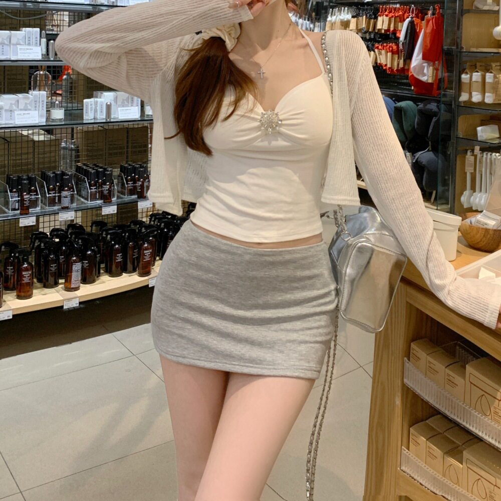 白色美式辣妹运动短裙女夏防走光2026新款一步半身裙瑜伽包臀裙子