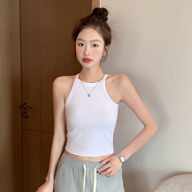 猫人挂脖式小吊带背心女2026新款美背内搭遮副乳外穿修身打底上衣