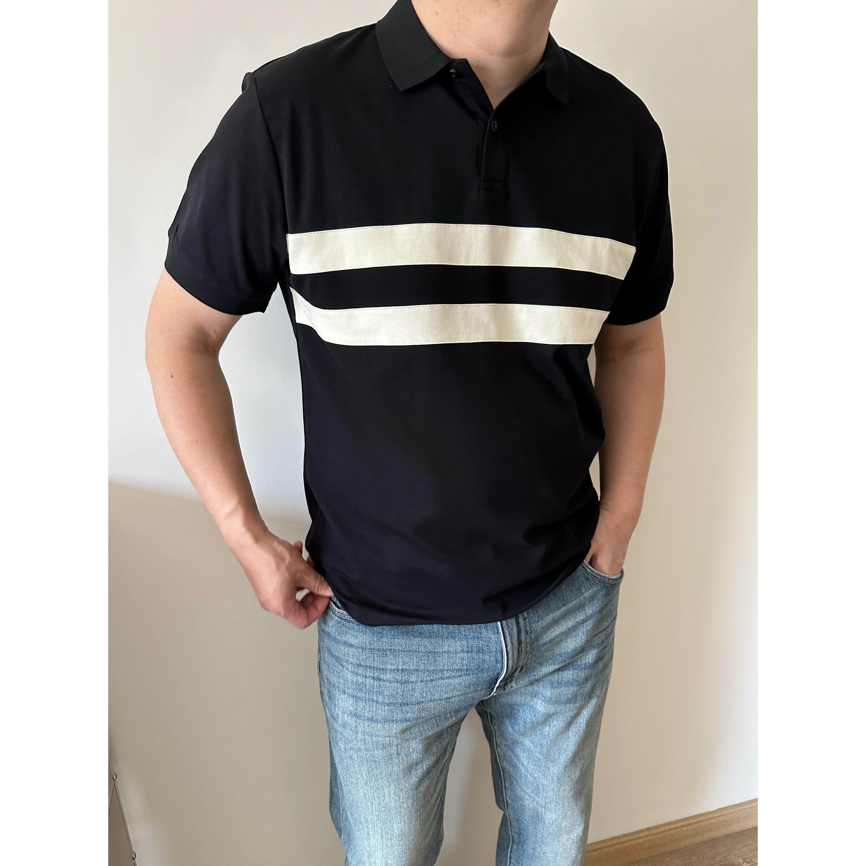 DAEVU夏季大码男装拼色潮胖子加肥加大休闲男士短袖翻领t恤polo衫