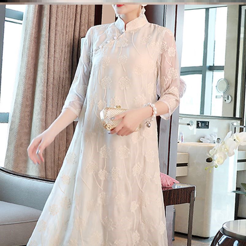 高冷御姐风中式汉服改良旗袍连衣连衣裙