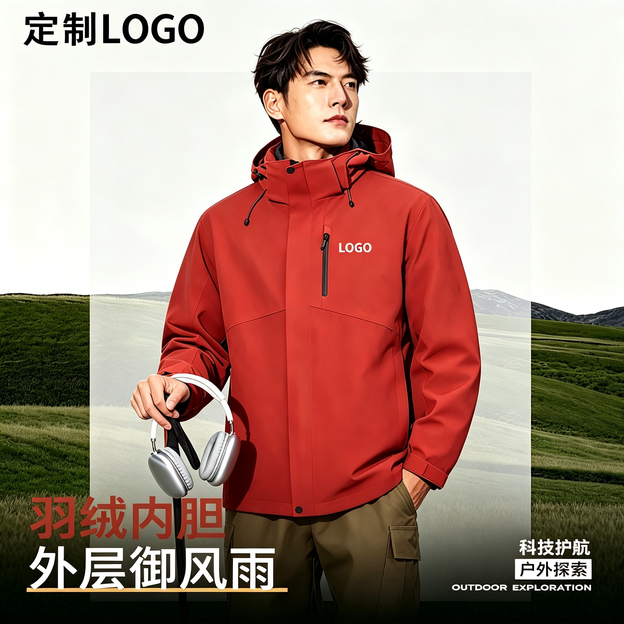 三合一冲锋衣定制防水防风印logo图片