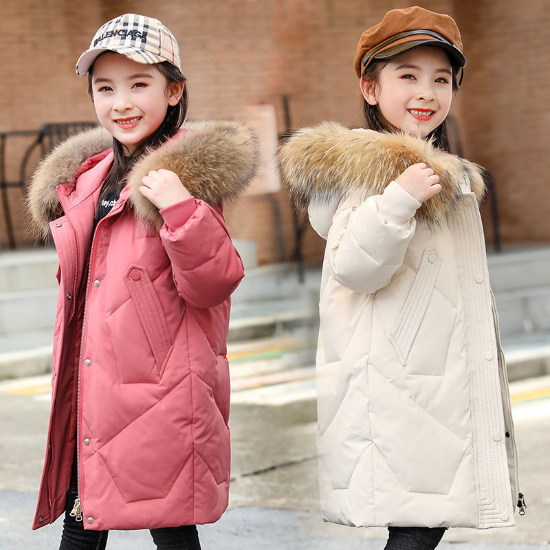 女孩中长款加厚儿童羽绒服