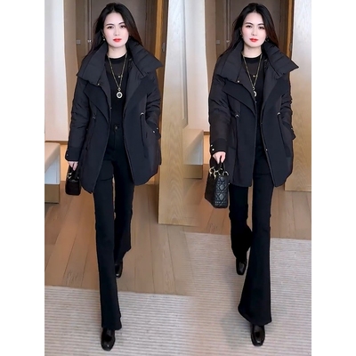 时尚羽绒棉服女中长款2025冬季新款洋气修身收腰加厚保暖棉袄外套