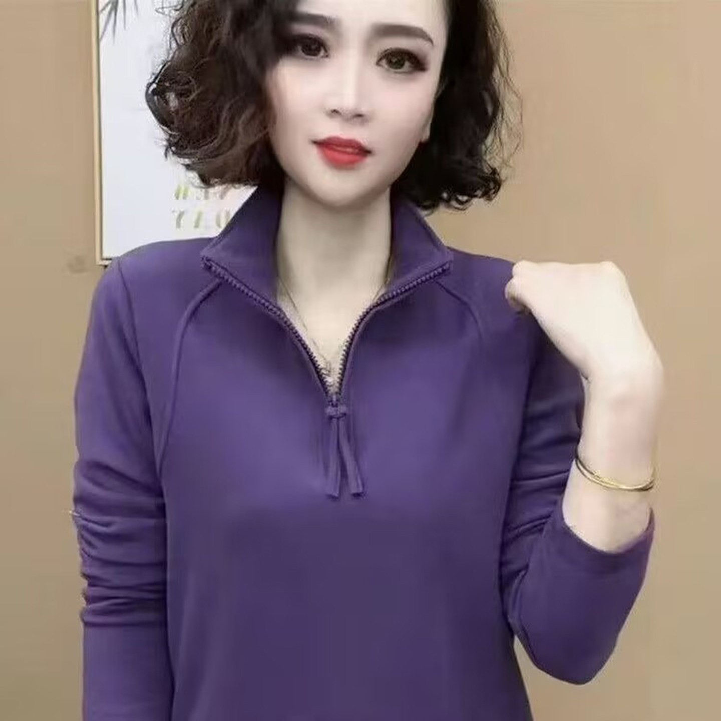 小鑫甄选女装半高领拉链打底衫2026秋季女士显瘦长袖百搭减龄上a4