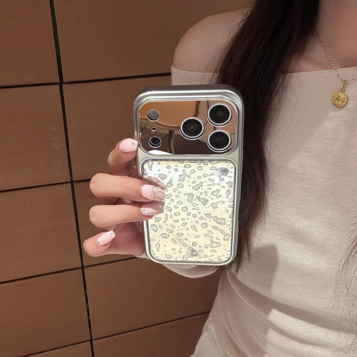 电镀镜面大视窗滴胶 水滴纹适用于苹果14promax创意手机保护壳卡通可爱16pro手机保护壳ins风17系列手机保护