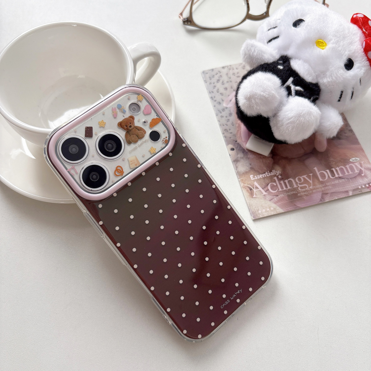 双层咖色波点小熊适用于苹果17promax可爱14手机壳16pro爆款手机壳新款16系列卡通少女15保护壳,3C数码配件,手机保护套/壳,淘宝优惠券,粉丝福利购,淘宝优惠卷