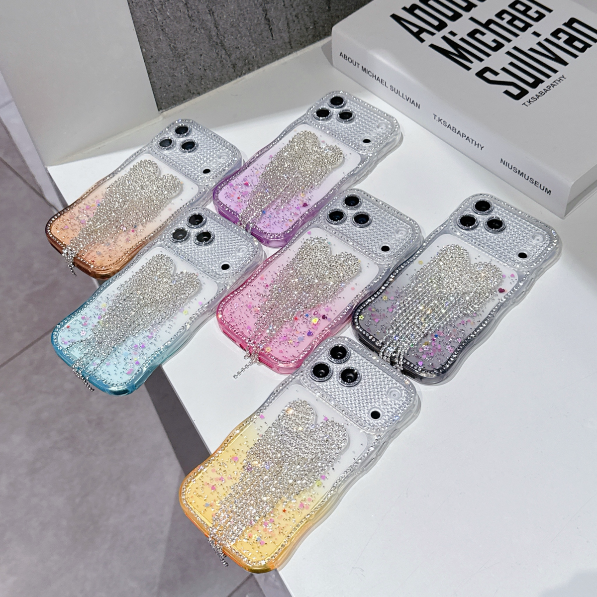 秒变星钻波浪滴胶爱心闪粉适用苹果17Promax手机壳16/15流苏水钻爱心14PRO镜头膜防摔壳