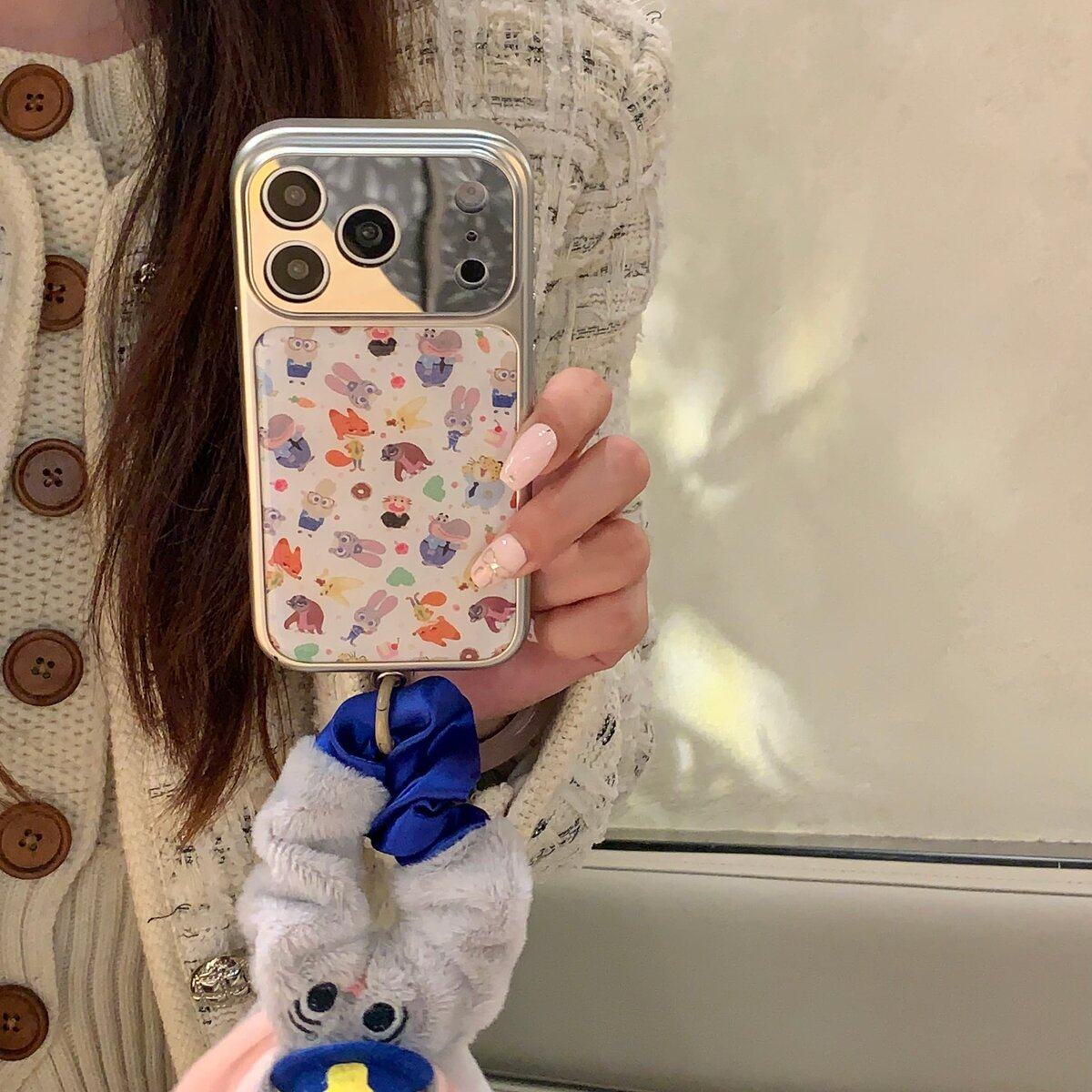 电镀镜面大视窗滴胶 疯狂动物城适用于苹果14promax创意手机保护壳卡通可爱16pro手机保护壳ins风17系列手机