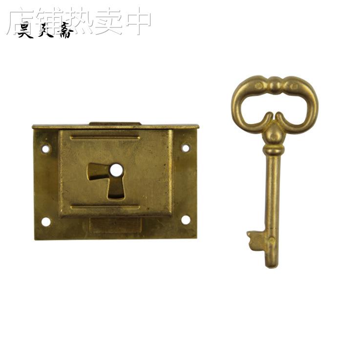 昊天斋正品新中式仿古纯铜铜锁 手工制作办公桌家具抽屉锁柜锁