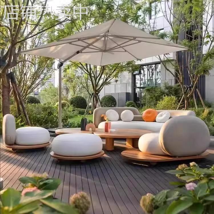 北欧柚木沙发组合云朵沙发客厅小户型轻奢布艺转盘创意设计师家具