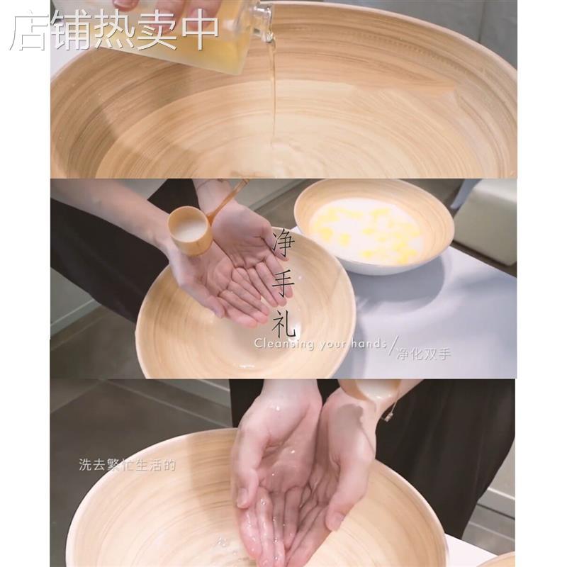 ◎美容院东南亚泰式spa欢迎仪式净手洗手礼盆圆形竹制观赏 看