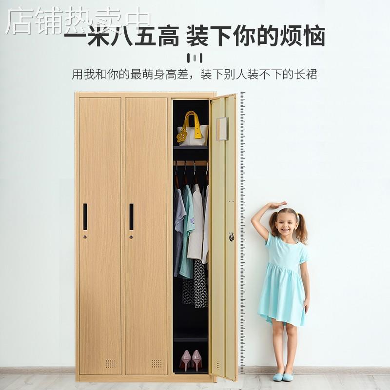 铁艺仿木纹更衣柜铁皮柜员工柜寄存包柜储物柜多门带锁家用换衣柜