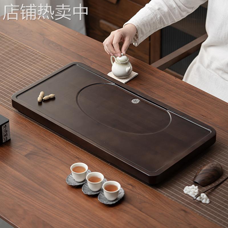 茶盘家用新款小型带排水办公室茶几整块竹制茶托盘茶台茶海