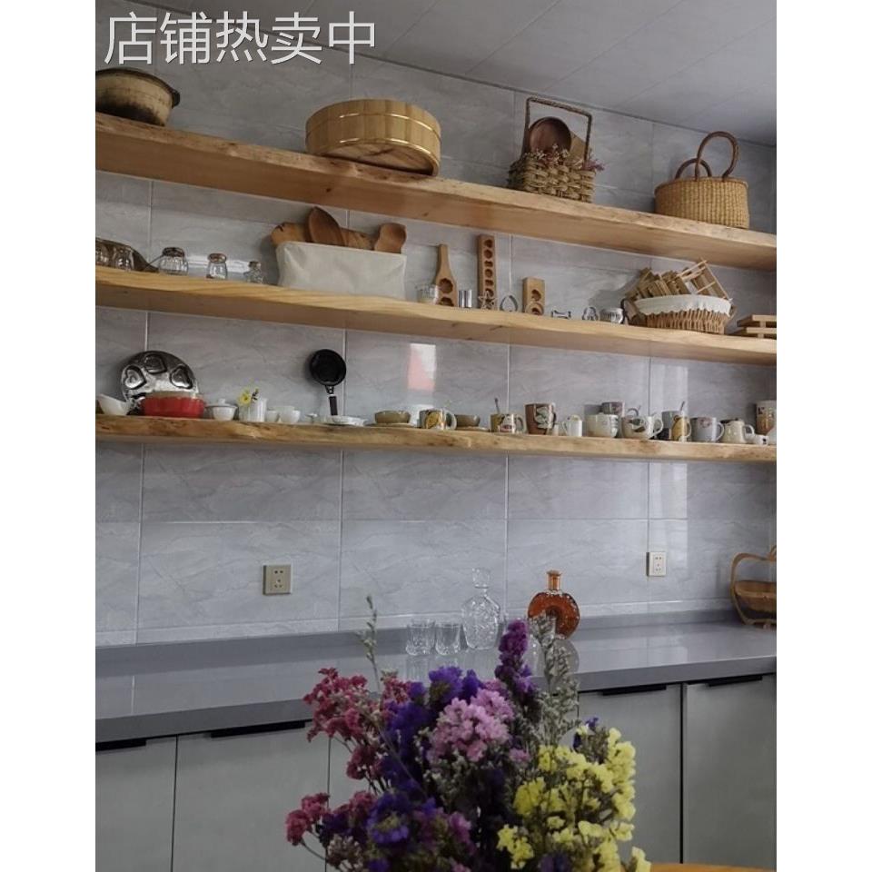 墙上置物架复古实木一字隔板层板壁挂原木不规则客厅层书架背新品