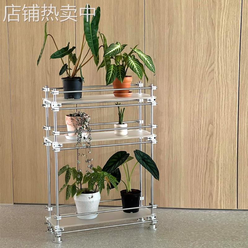可移动金属置物架花架子收纳架展示柜亚克力推车客厅DIY铝材