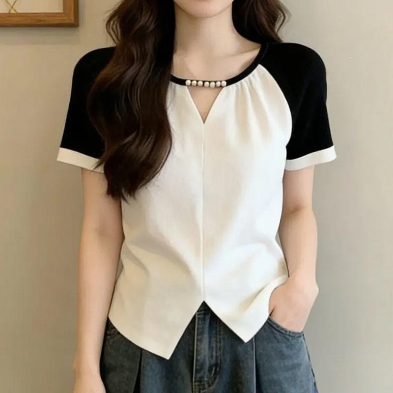 爆款新品时髦气质小香风正肩小衫女人味洋气穿搭显瘦短袖T恤上衣