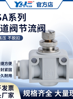 LSA管道节流阀白色调速阀PA-4-6-8-10-12mm气管快插接头SA调节阀