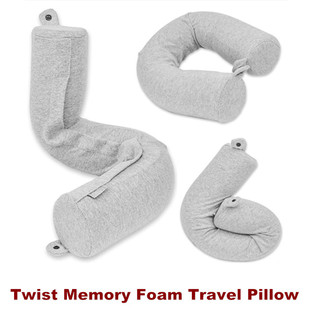 Twist Memory Foam Travel Neck Pillow for Airplanes Sleeping