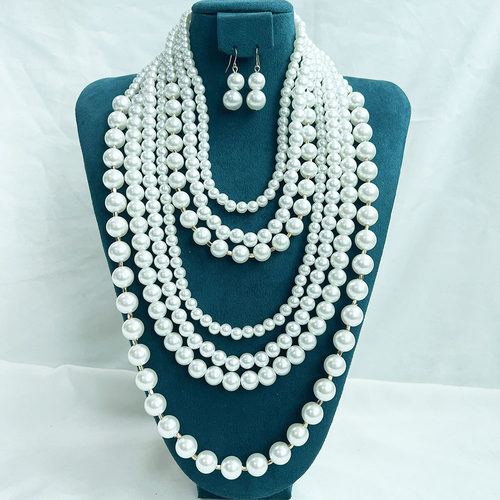 Fauxpearlnecklacemulti-laye
